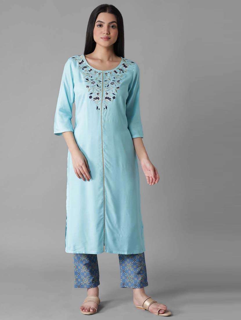 blue modal kurta pant  set