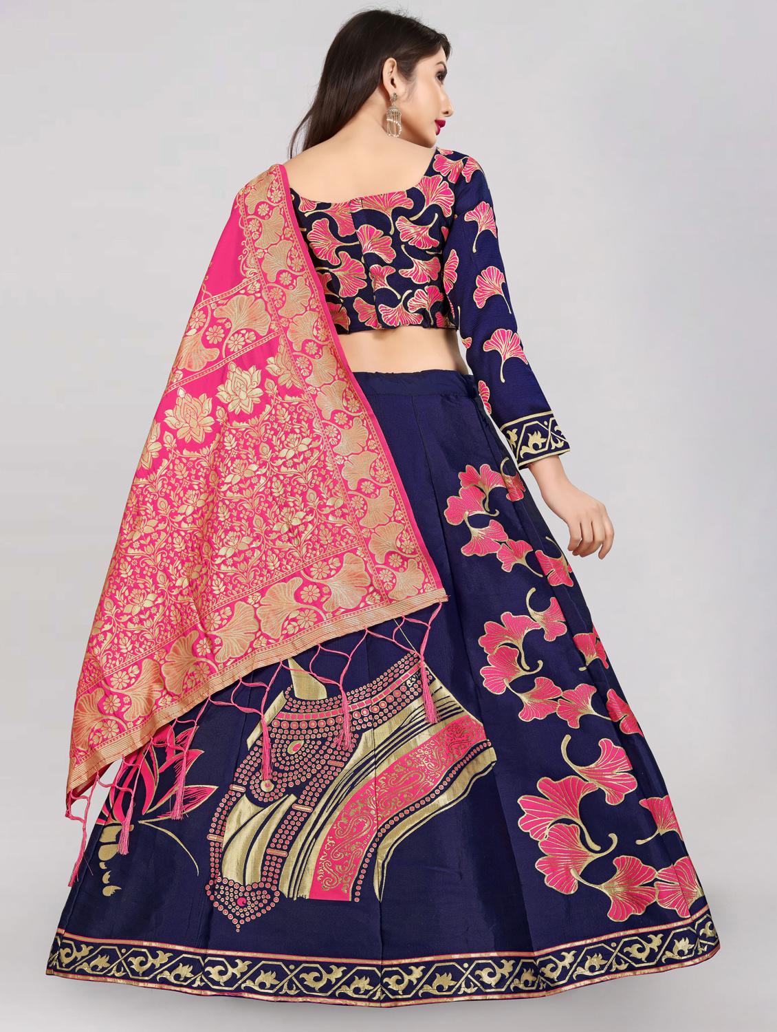 pink banarasi flared lehenga - 18308563 - Standard Image - 2