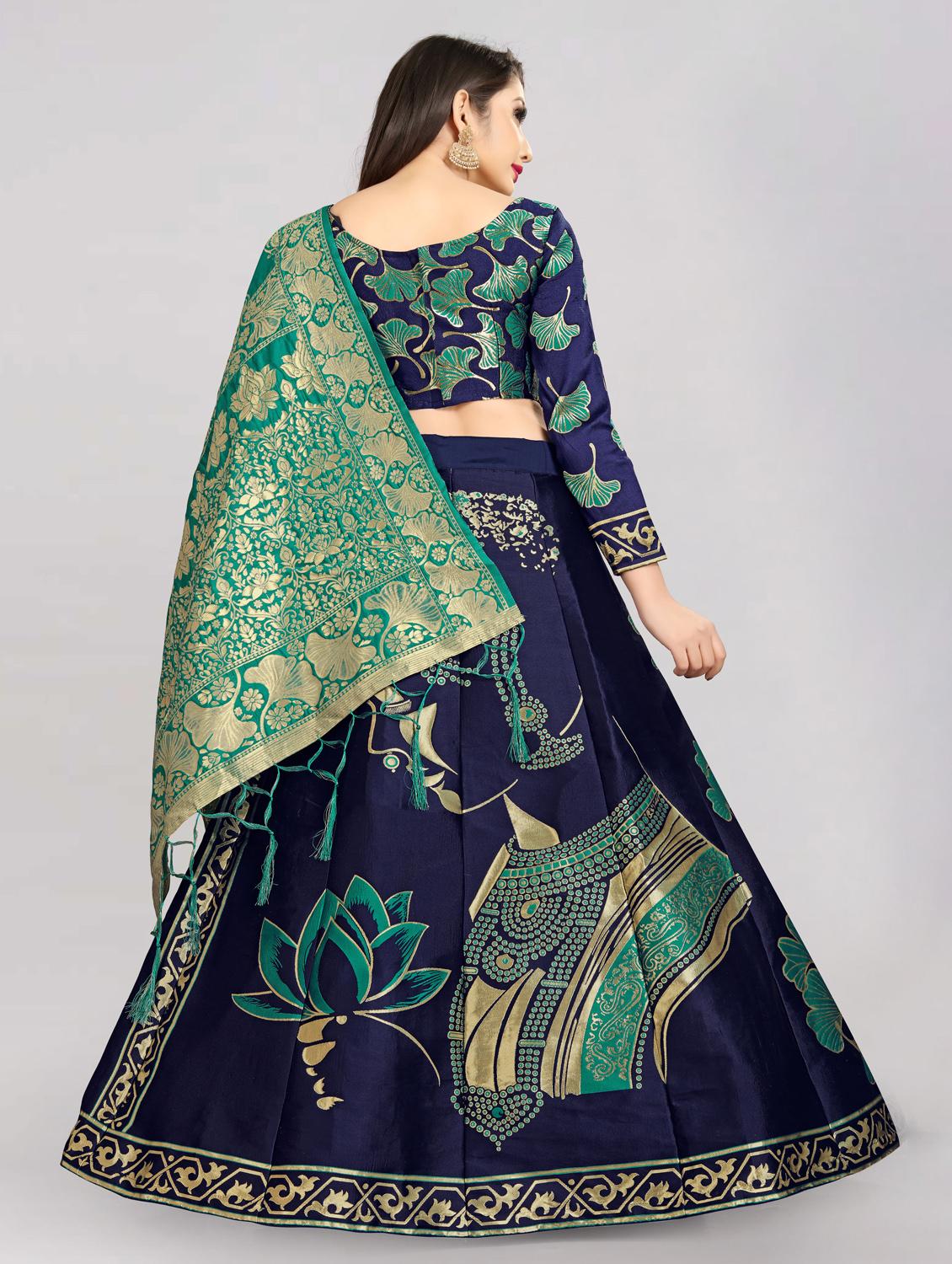 green banarasi flared lehenga - 18308566 - Standard Image - 2