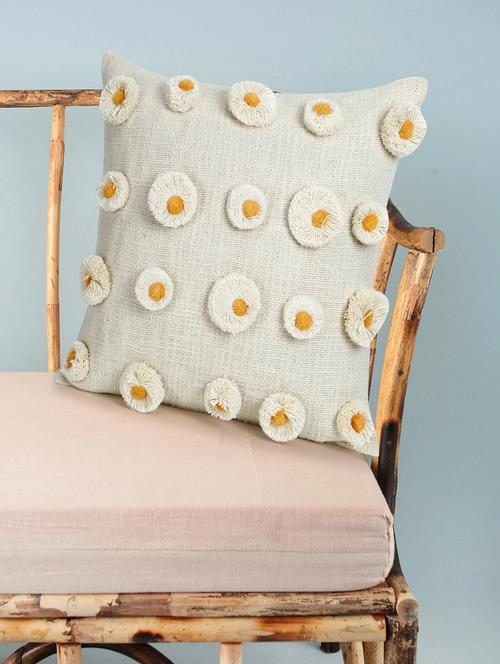 mezposh rustic natural & mustard polka cotton cushion cover (16"x16") - 18308575 - Standard Image - 0