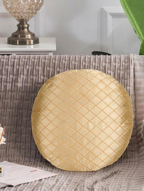 mezposh rasta cream quilted satin round cushion cover (14") - 18308582 -  Standard Image - 0