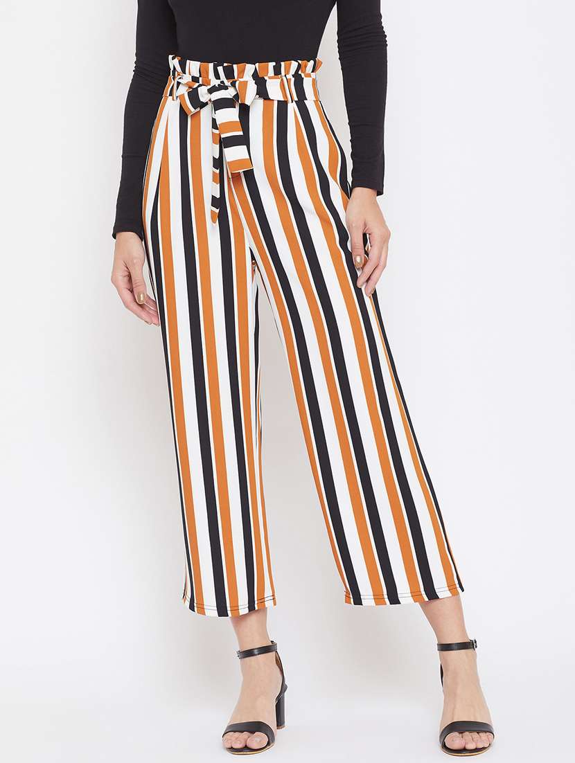 multi colored mid-rise striped trouser