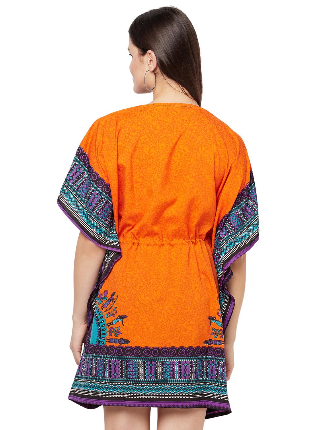 orange relaxed fit printed kaftan dress - 18308877 - Standard Image - 2