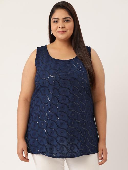 navy blue solid regular top - 18308956 -  Standard Image - 0