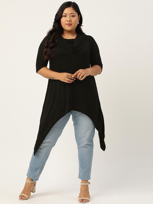 black solid asymmetric top - 18308959 - Standard Image - 0