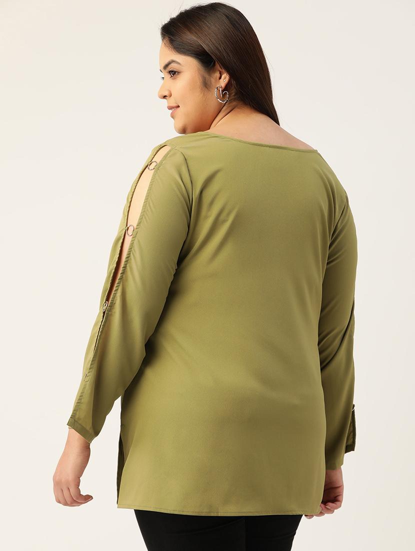 olive solid regular top - 18308979 - Standard Image - 2