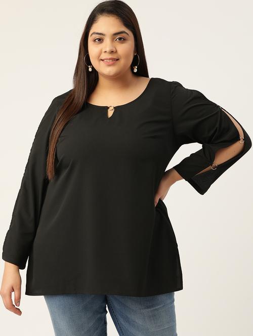 black solid regular top - 18308980 - Standard Image - 0