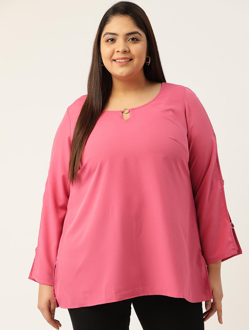 pink solid regular top - 18308982 -  Zoom Image - 0