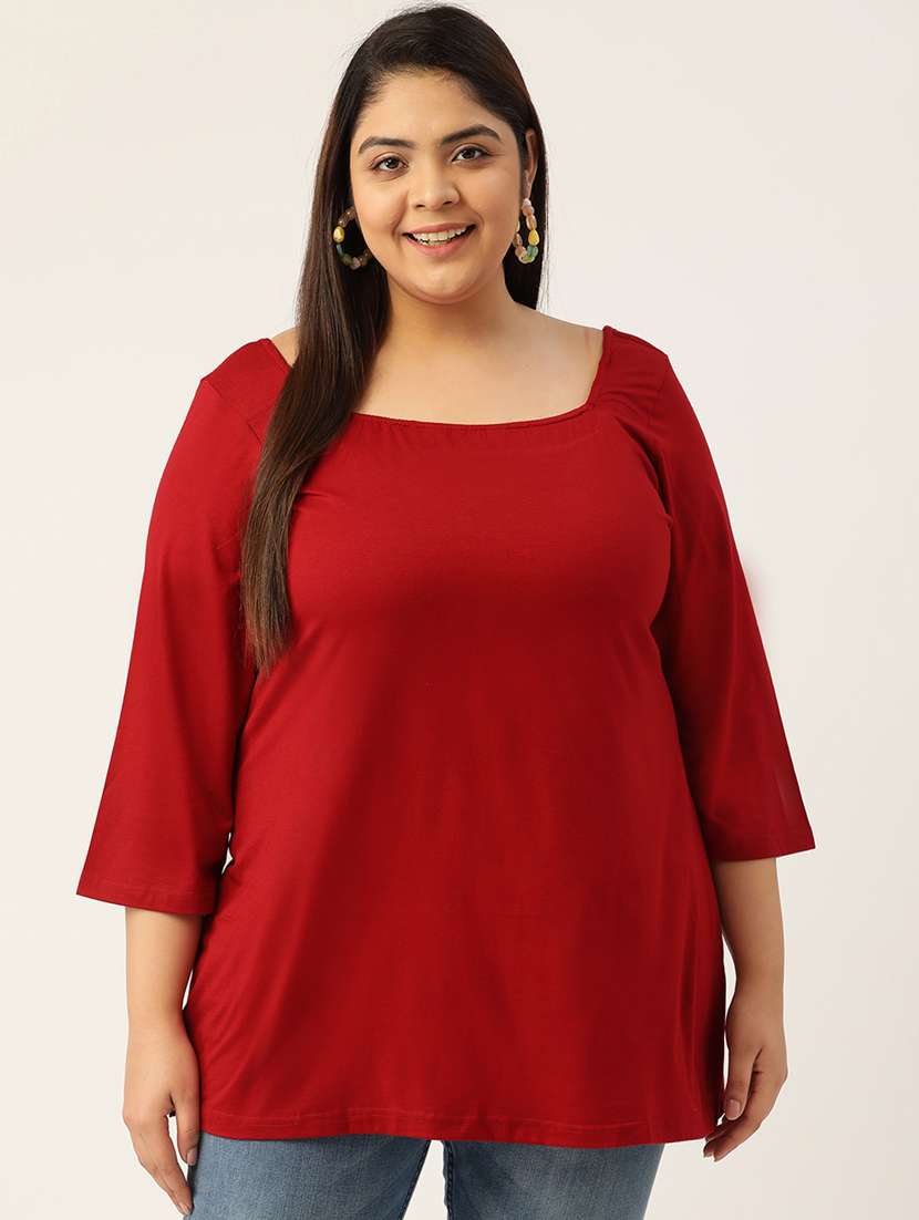 maroon solid plus top - 18309010 - Zoom Image - 0