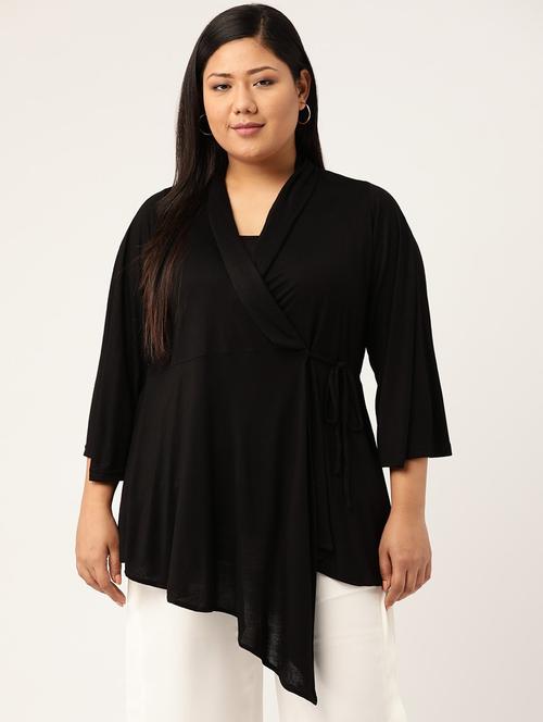 black solid wrap top - 18309046 - Standard Image - 0