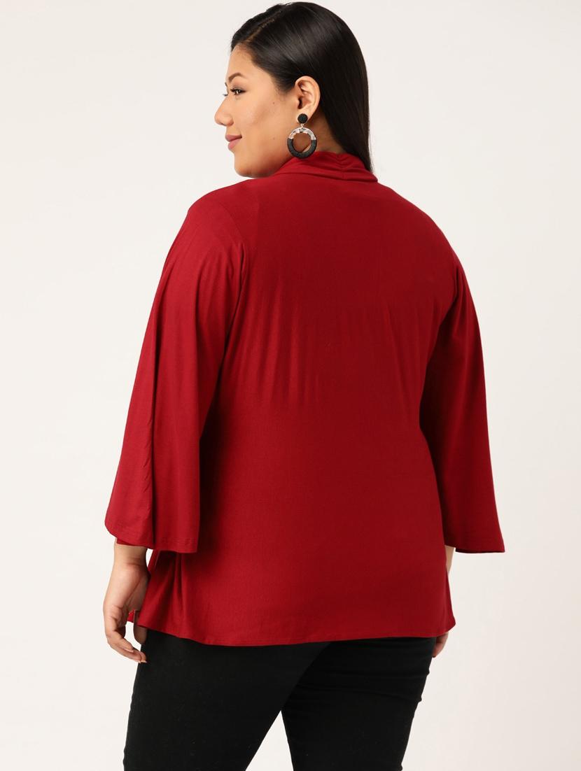 maroon solid wrap top - 18309048 - Standard Image - 2