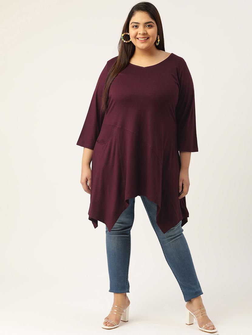 purple solid asymmetric top - 18309052 -  Zoom Image - 0