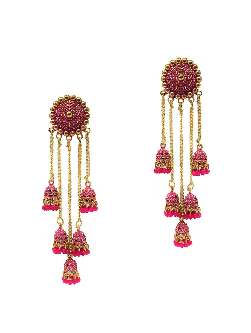 pink gold plated drop earring - 18309057 -  Zoom Image - 0