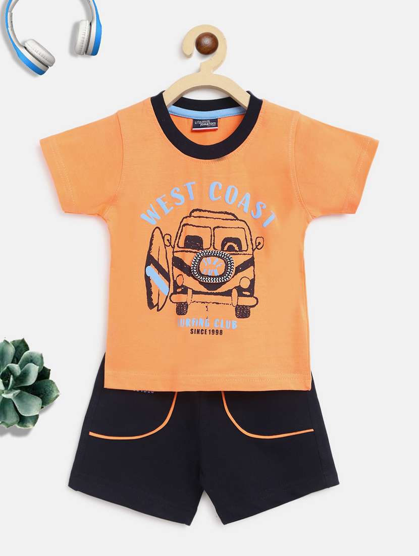 boys printed shorts set