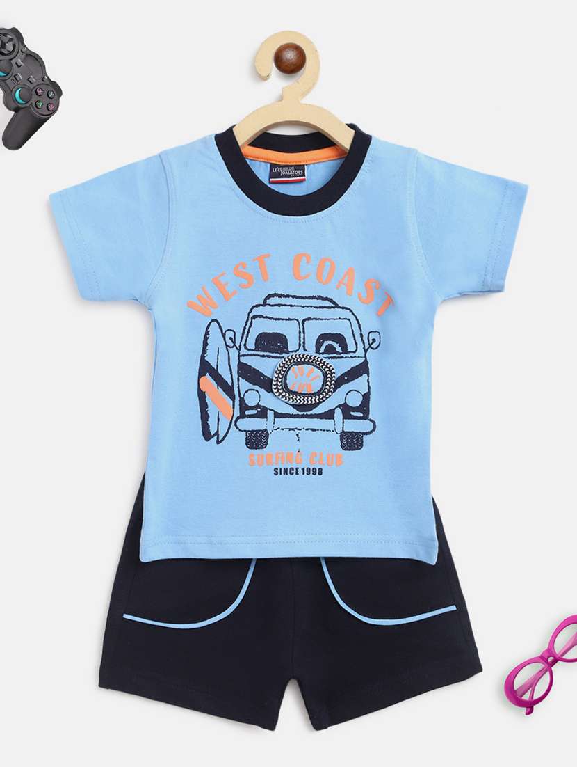 boys printed shorts set