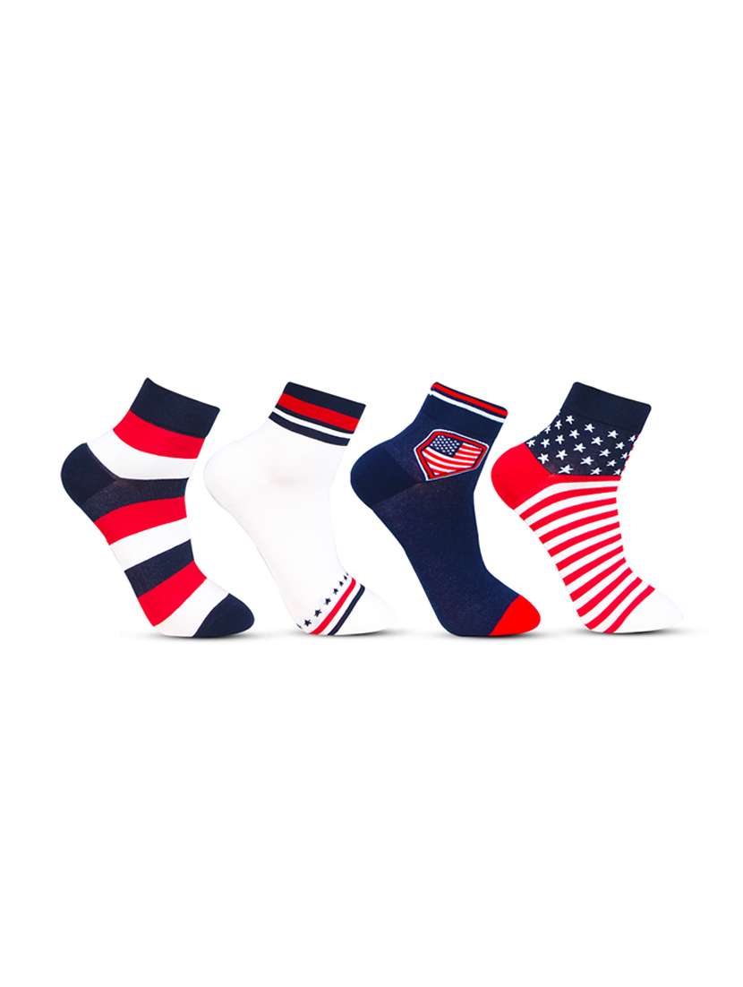 men pack of 4 printed ankle length socks