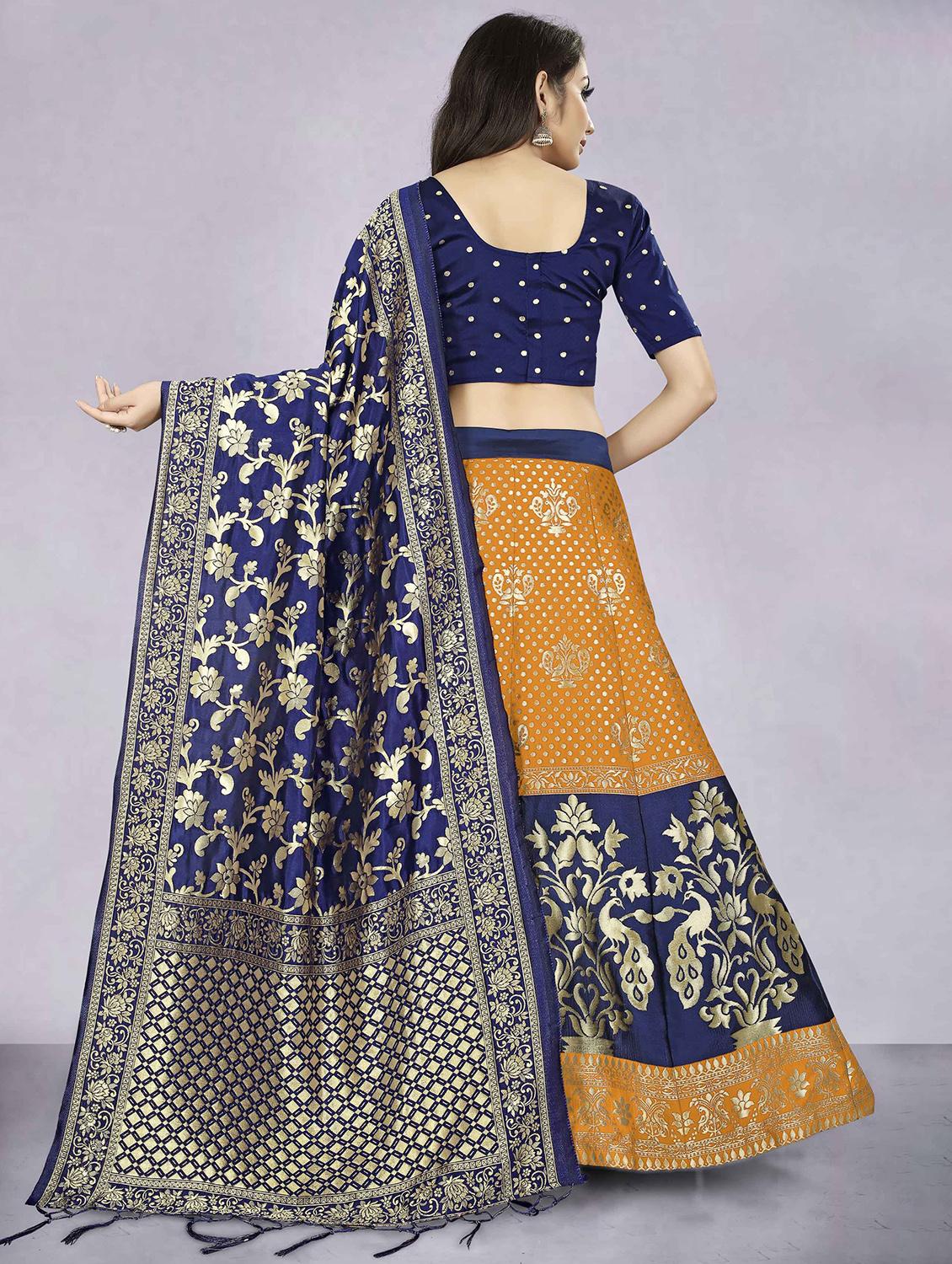 orange banarasi flared lehenga - 18309341 - Standard Image - 2