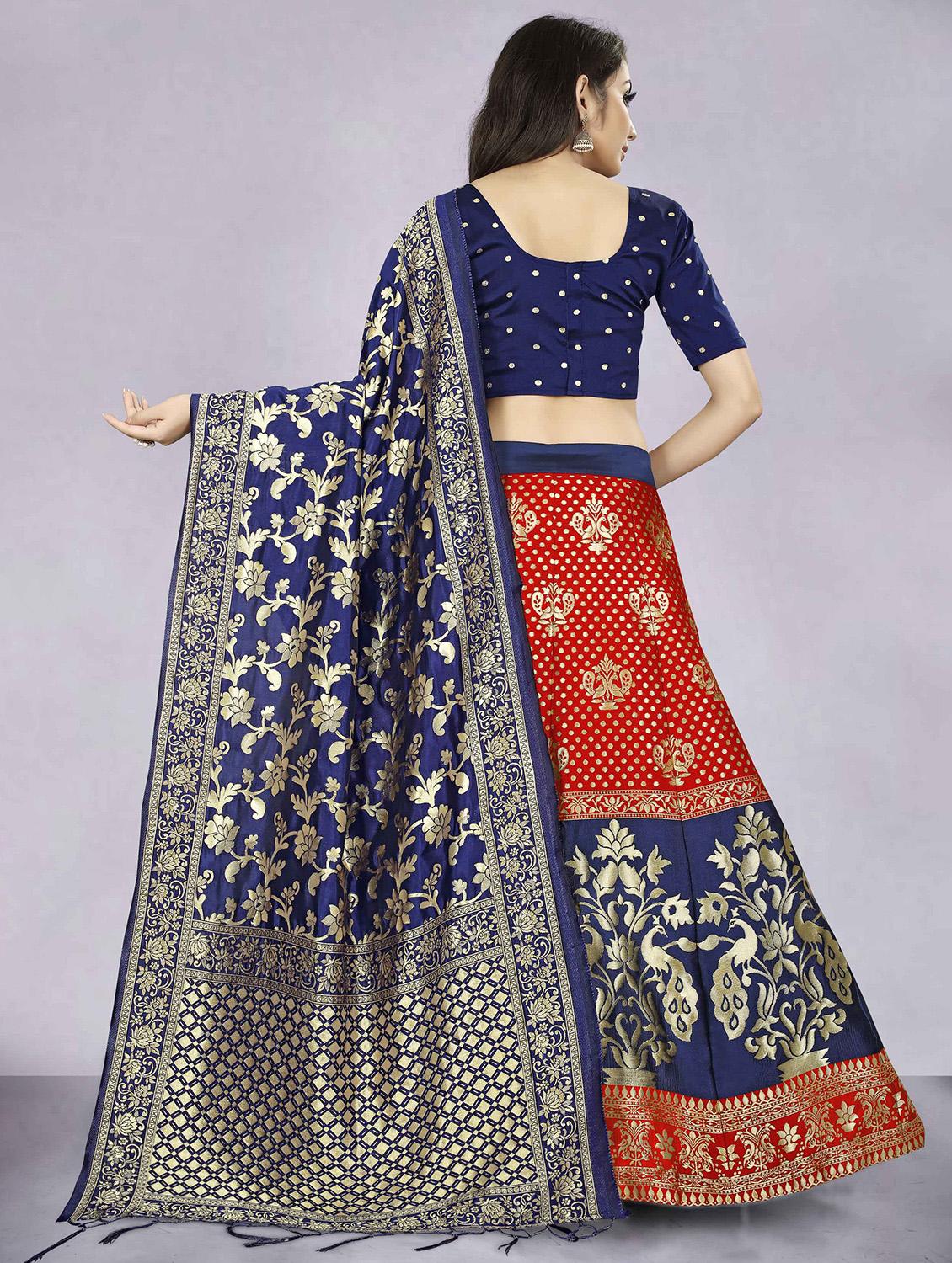 red banarasi flared lehenga - 18309343 - Standard Image - 2