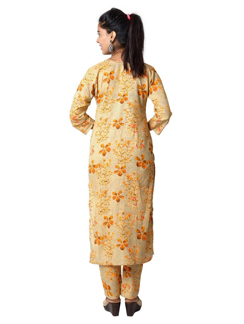 yellow cotton kurta pant set - 18309377 - Standard Image - 2