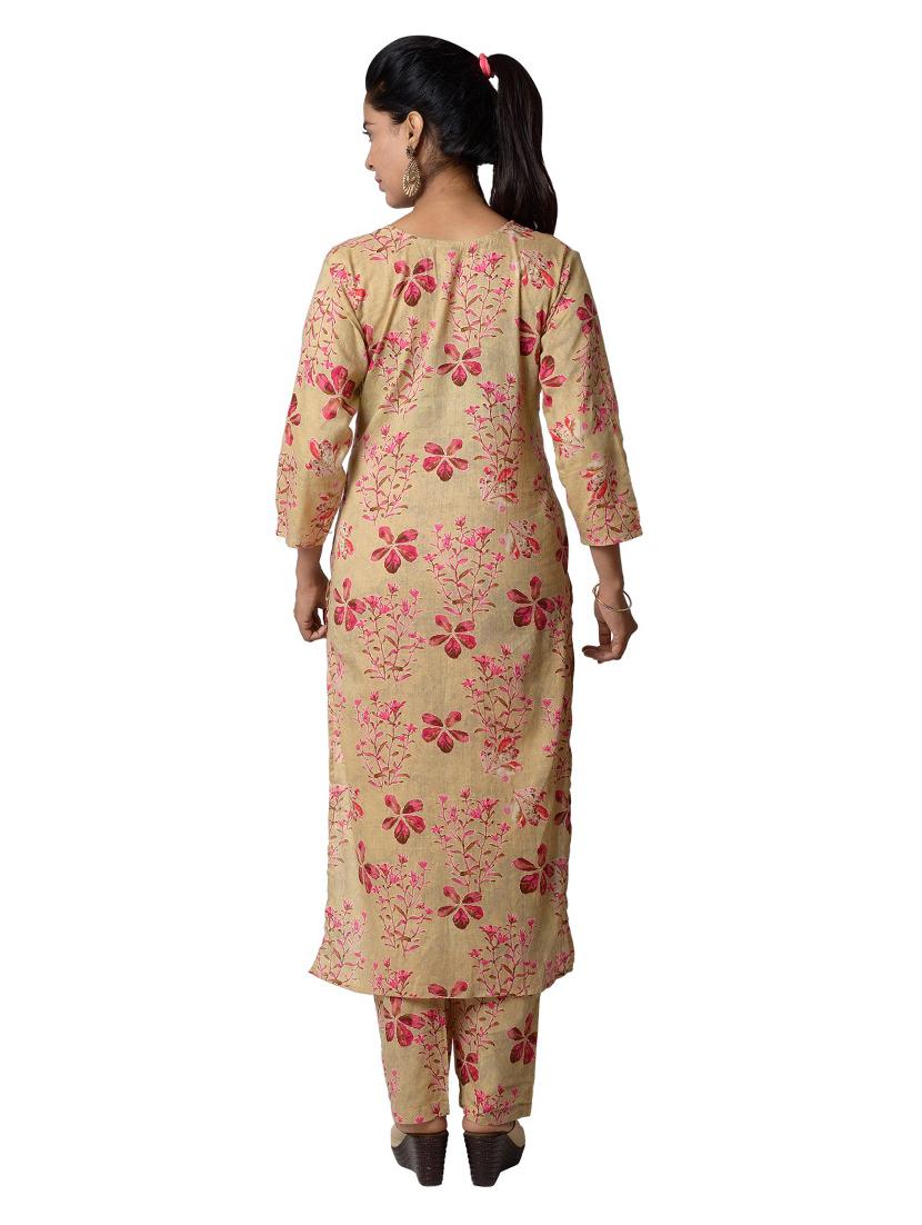 pink cotton kurta pant set - 18309379 - Standard Image - 2