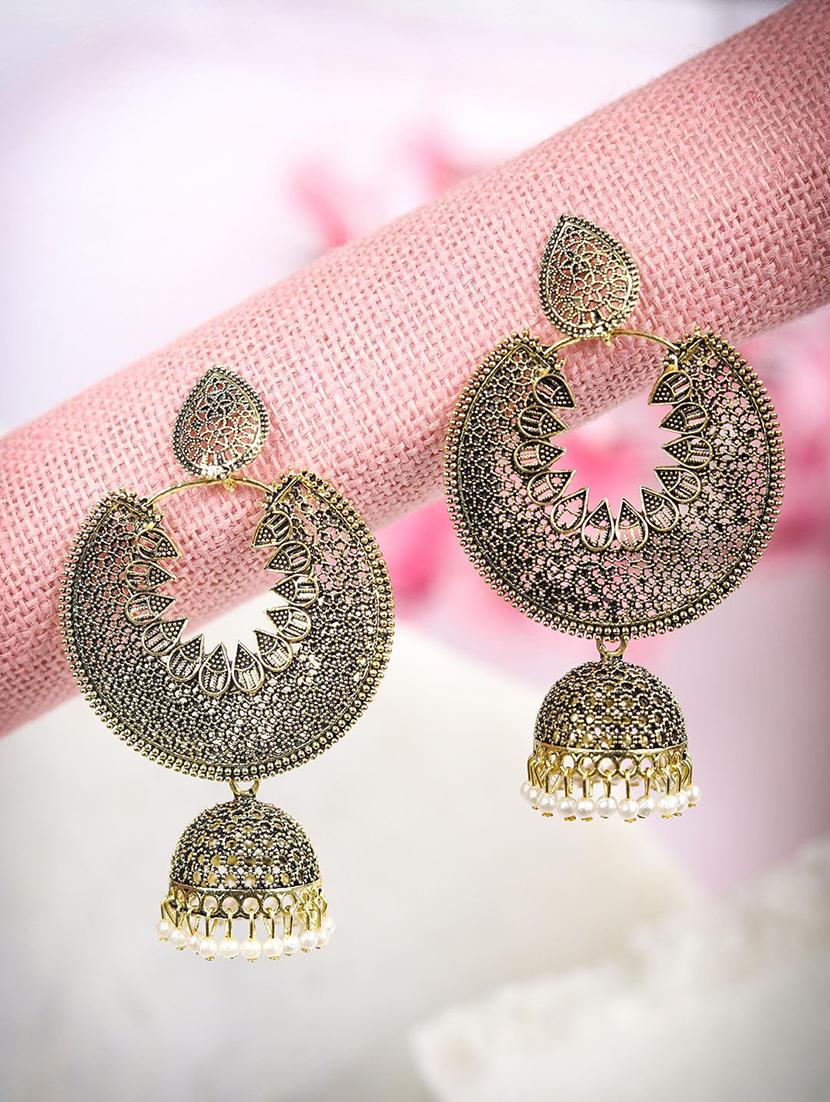 gold metal jhumka earring - 18309413 -  Zoom Image - 0