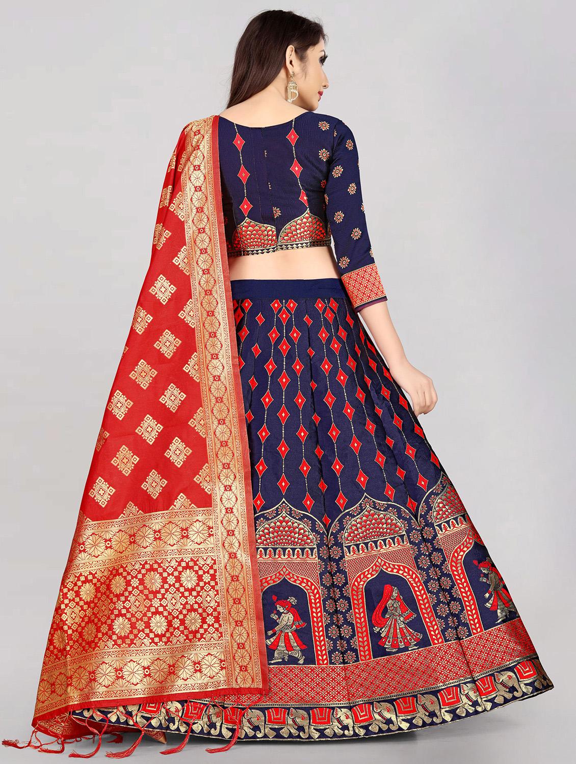 red banarasi flared lehenga - 18309427 - Standard Image - 2