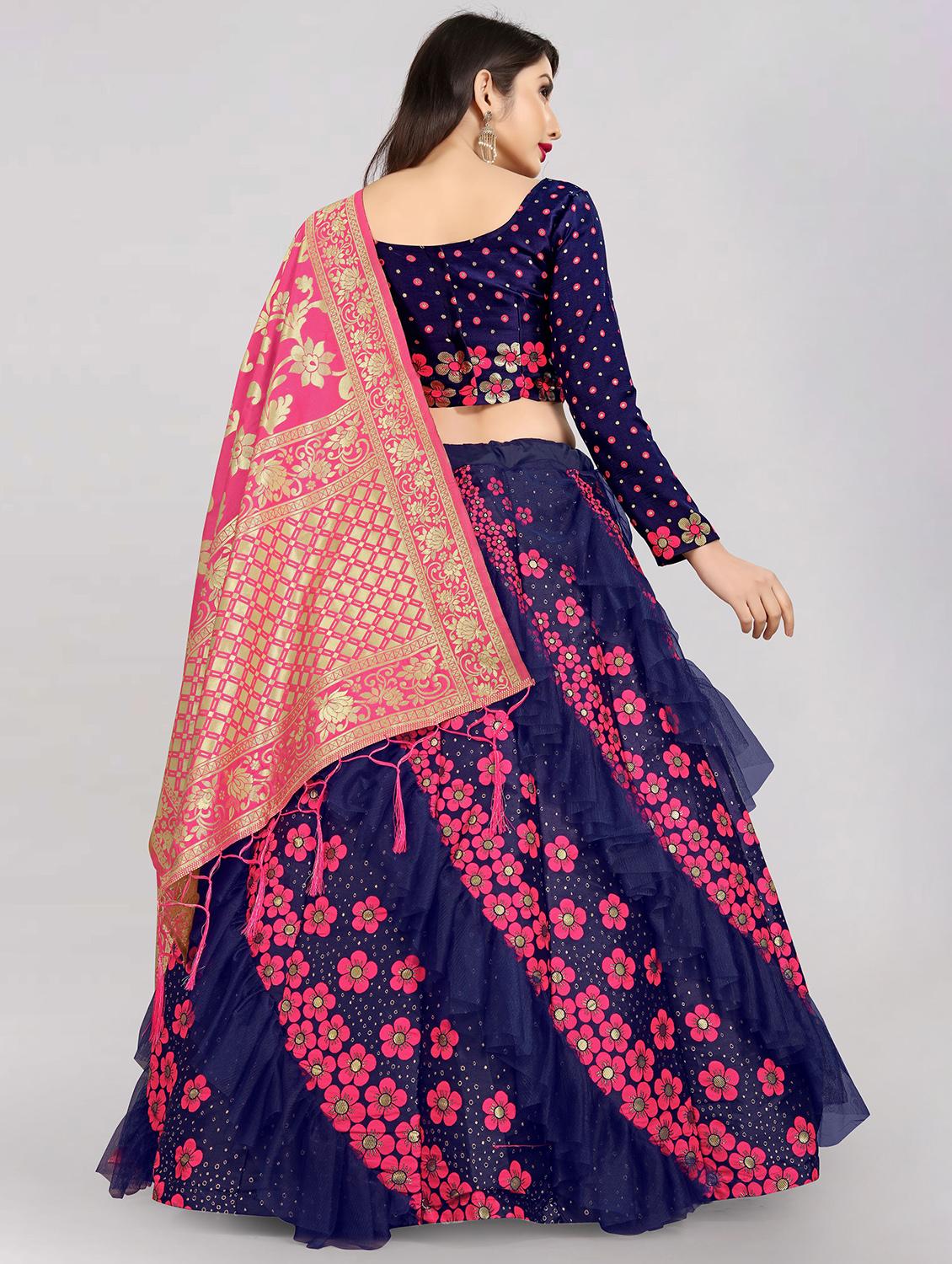 pink banarasi flared lehenga - 18309438 - Standard Image - 2