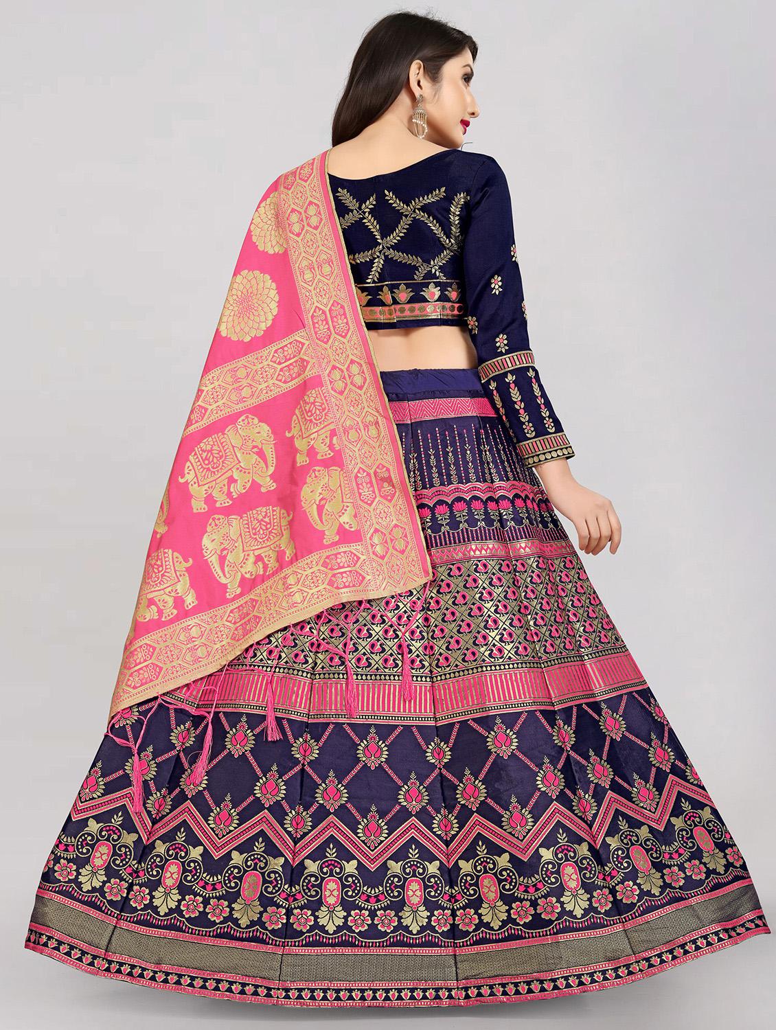 pink banarasi flared lehenga - 18309477 - Standard Image - 2