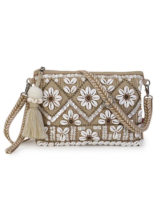 beige embellished regular sling bag - 18310279 -  Standard Image - 0
