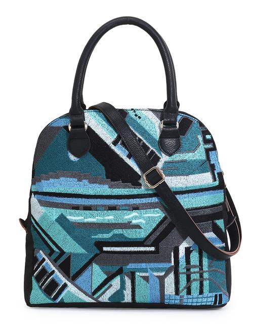 blue embroidered regular handbag - 18310302 - Standard Image - 0