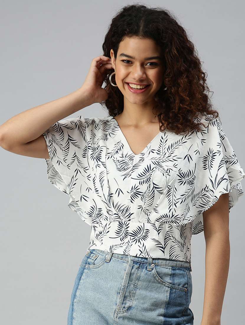 women's ruffle v neck top