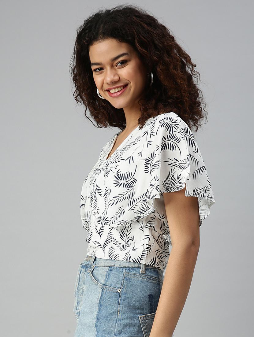 women's ruffle v neck top - 18310412 - Standard Image - 2
