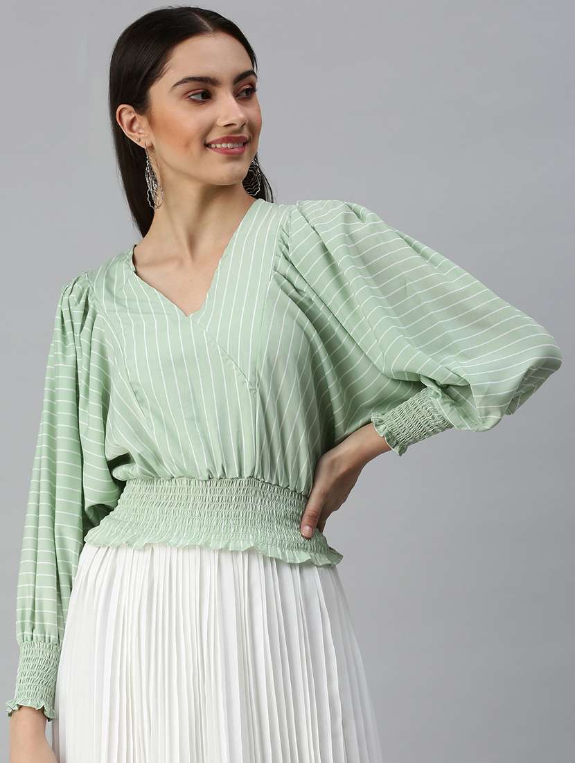 women's blouson v neck top