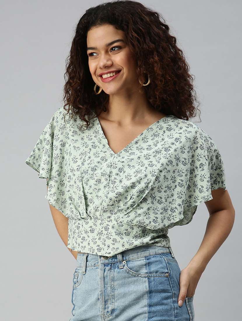 women's crop v neck top - 18310418 - Standard Image - 2
