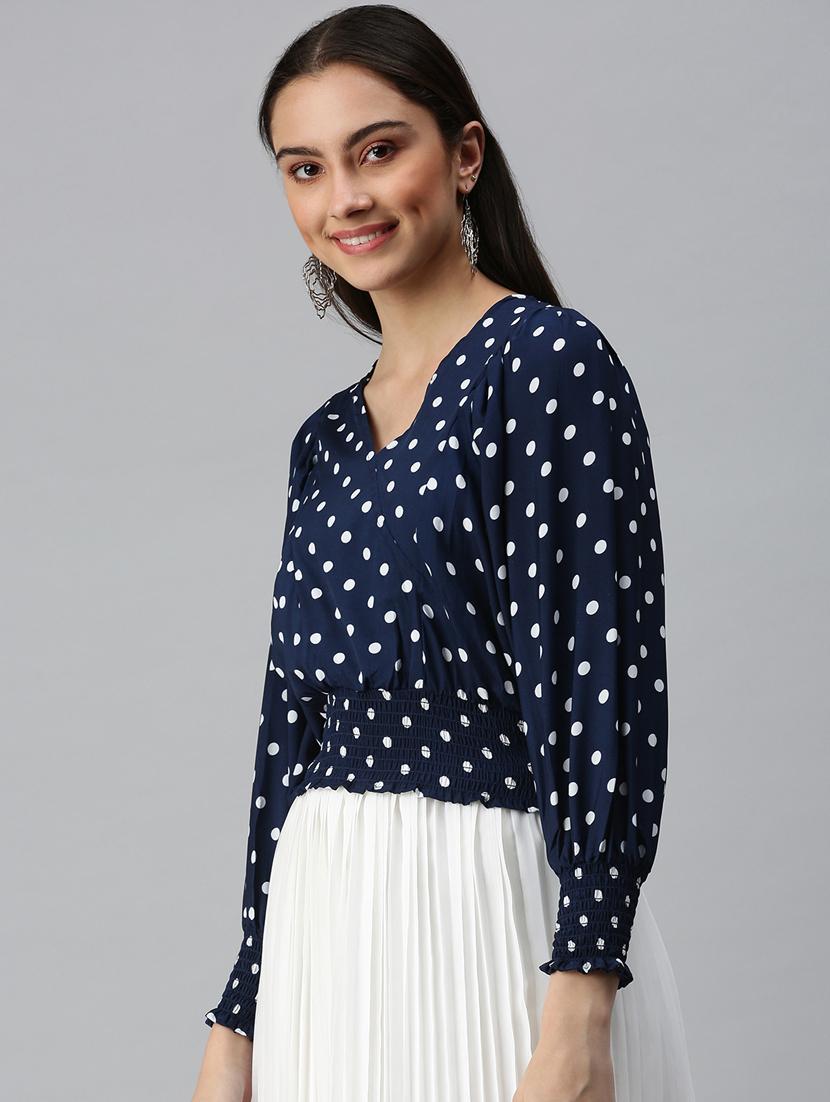 women's blouson v neck top - 18310421 - Standard Image - 2