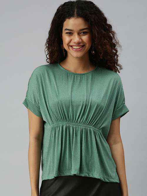 women's peplum round neck top - 18310427 -  Standard Image - 0
