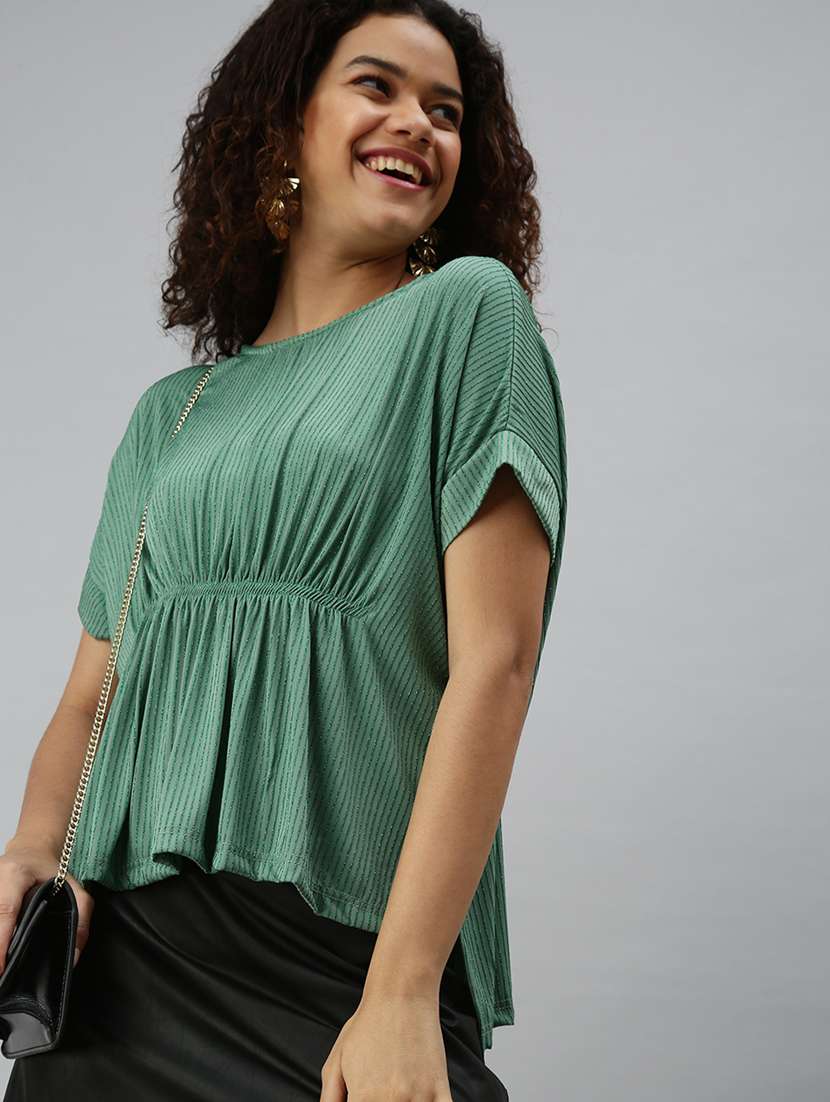 women's peplum round neck top - 18310427 - Standard Image - 2