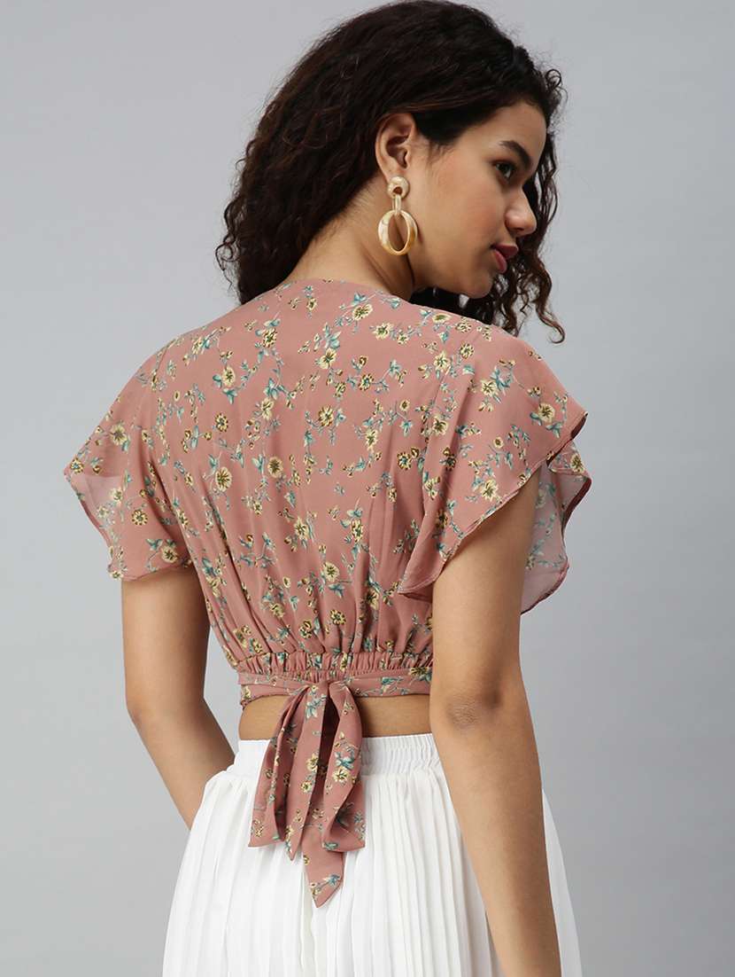 women's blouson overlap neck top - 18310455 -  Standard Image - 2