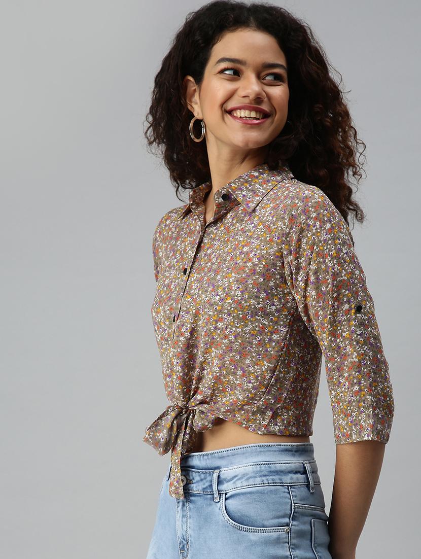 women's crop collared top - 18310462 - Standard Image - 2