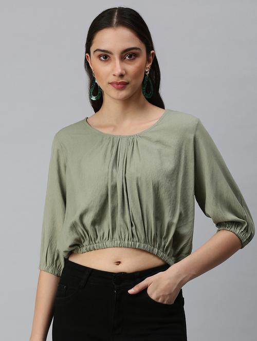 women's crop boat neck top - 18310468 - Standard Image - 0