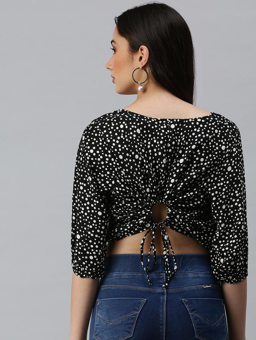 women's blouson round neck top - 18310477 - Standard Image - 2