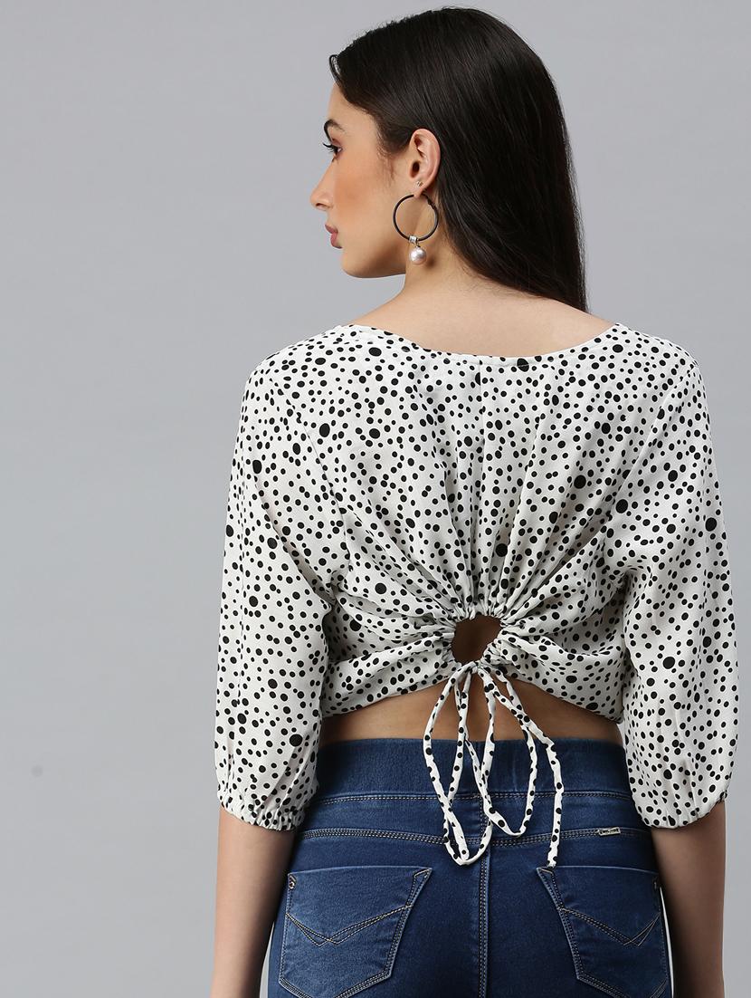 women's crop round neck top - 18310478 - Standard Image - 2