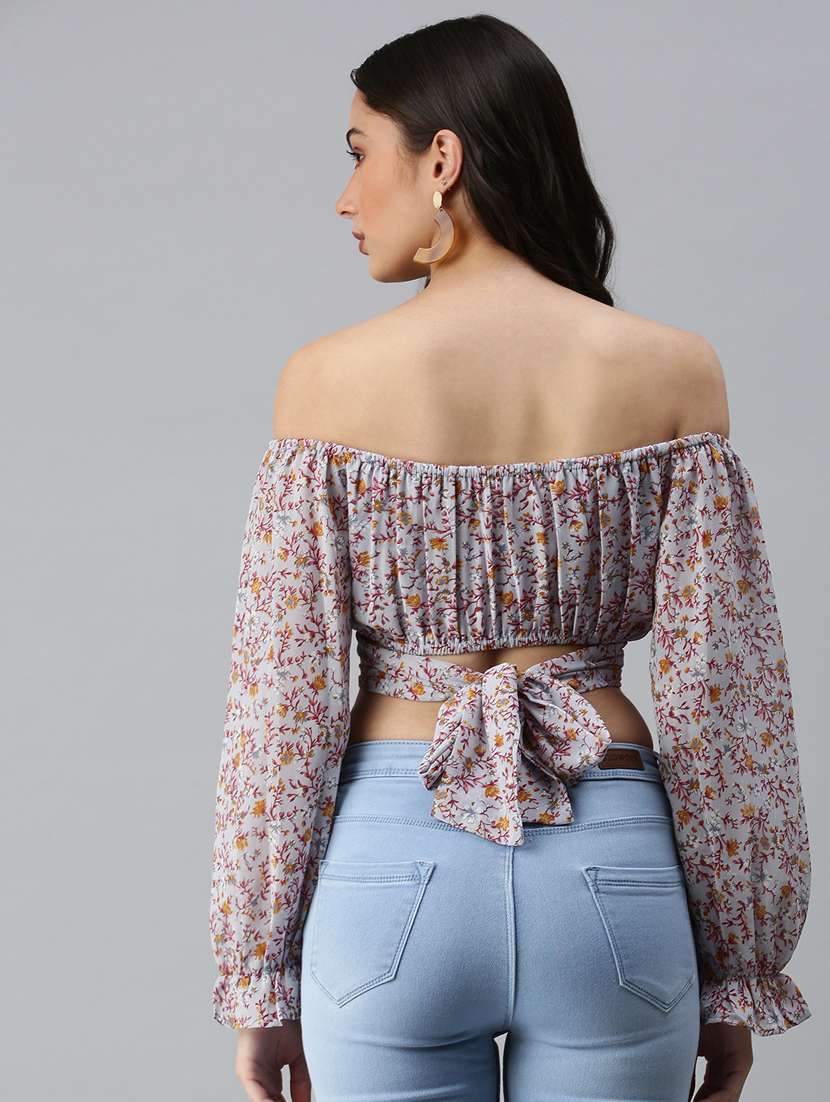 women's crop off shoulder top - 18310480 - Standard Image - 2
