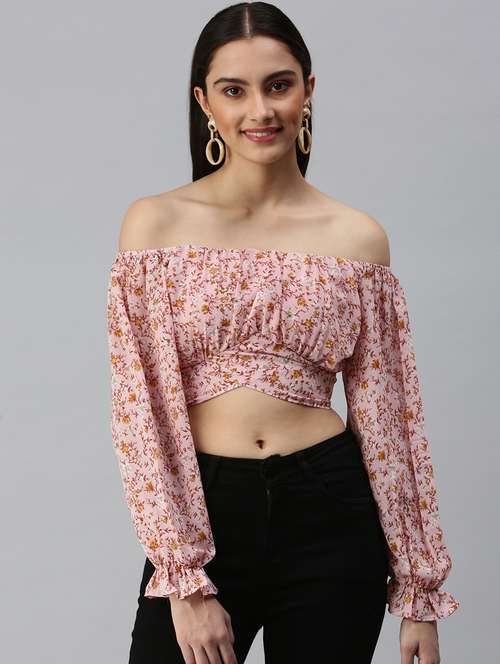 women's crop off shoulder top - 18310482 - Standard Image - 0