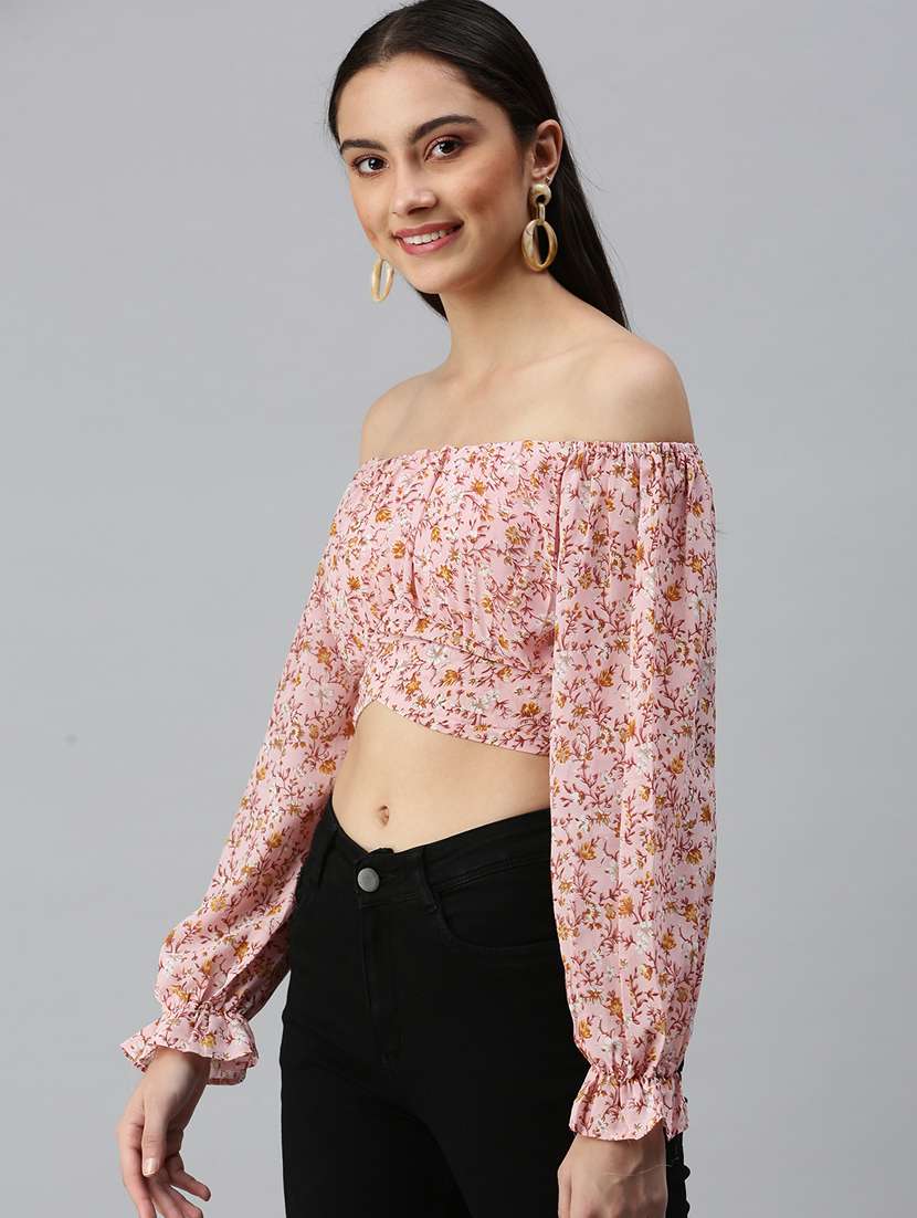 women's crop off shoulder top - 18310482 - Standard Image - 2