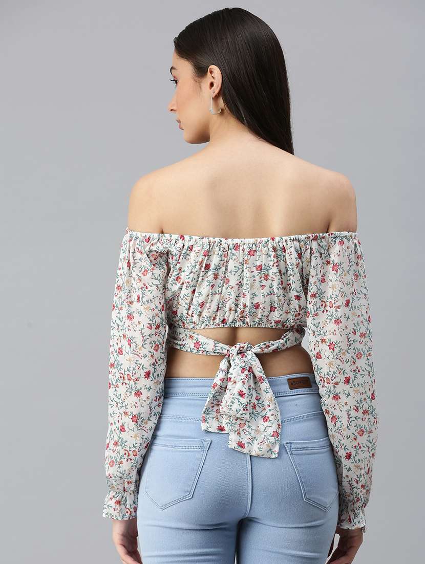 women's crop off shoulder top - 18310483 - Standard Image - 2