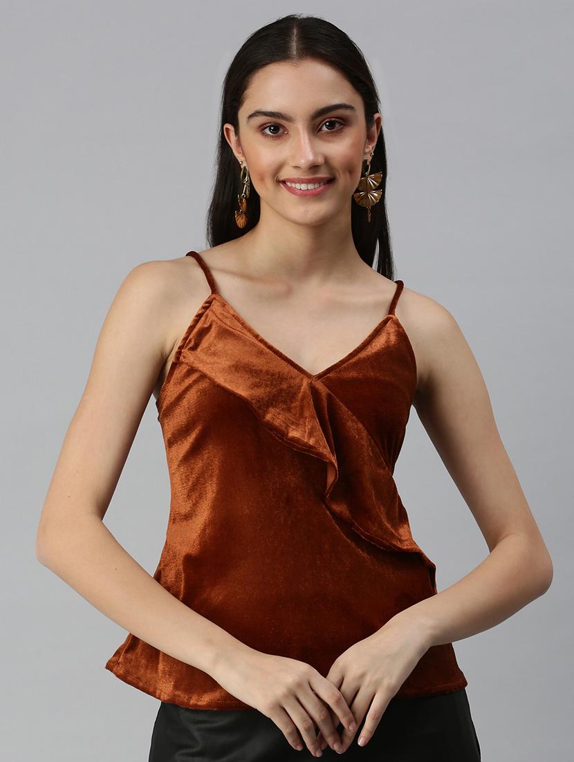 women's ruffle v neck top - 18310491 - Zoom Image - 0