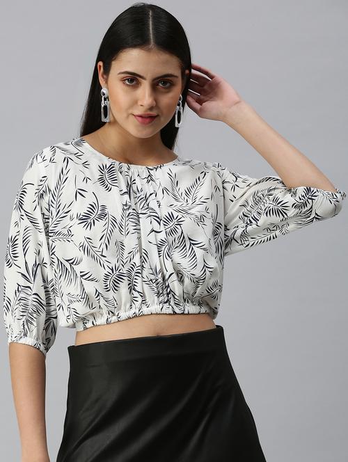 women's blouson round neck top - 18310494 - Standard Image - 0
