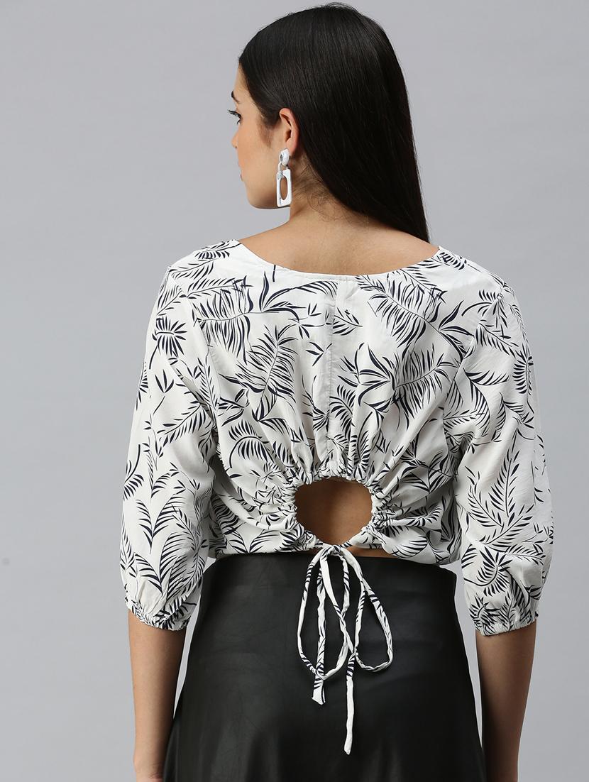 women's blouson round neck top - 18310494 - Standard Image - 2