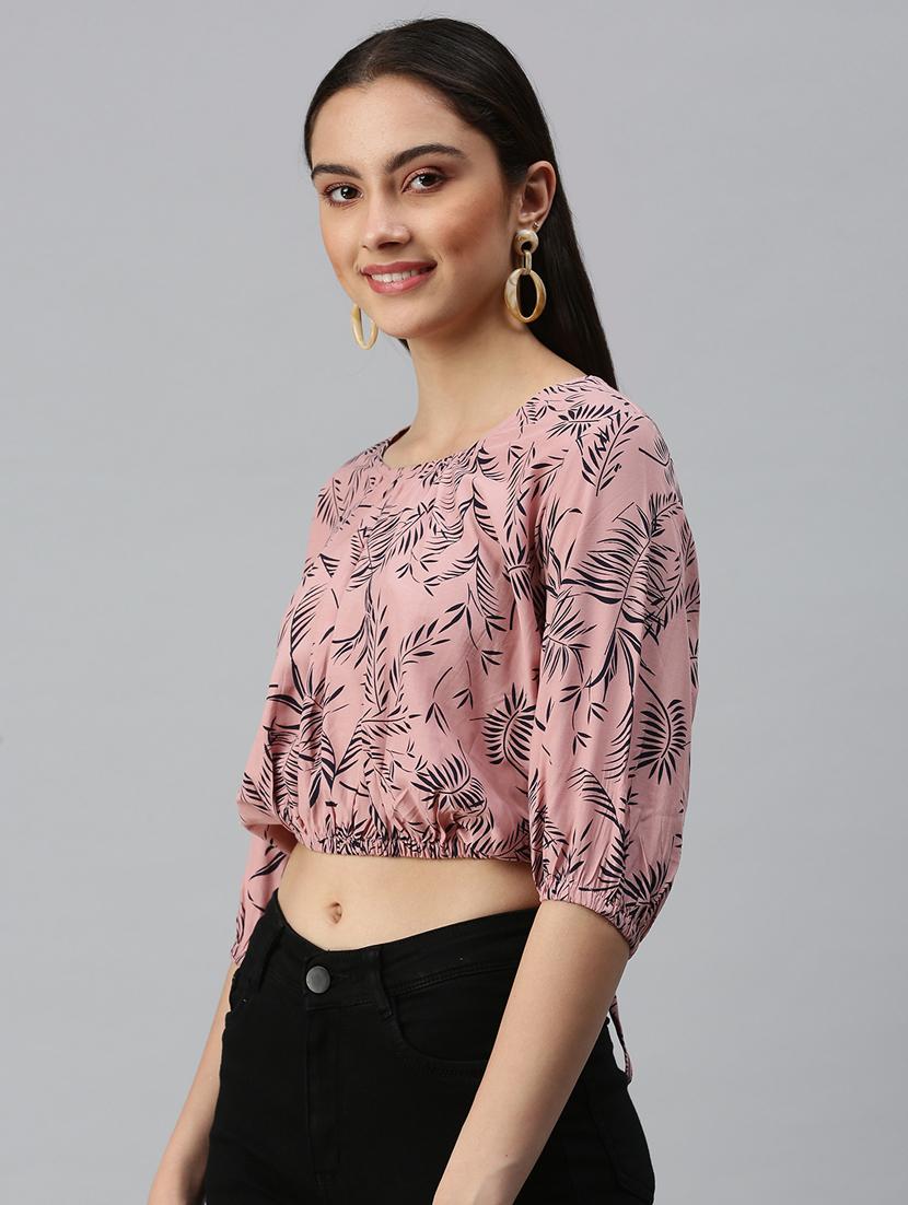 women's blouson round neck top - 18310495 - Standard Image - 2